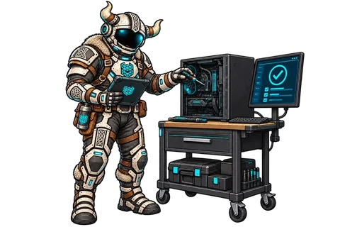 Joe troubleshooting a workstation